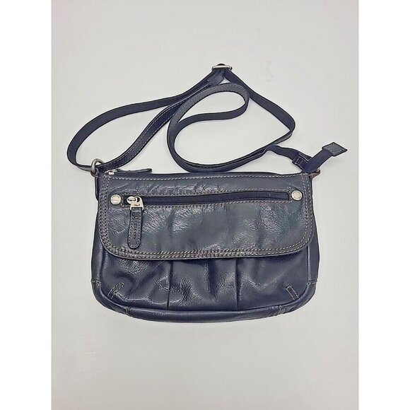 Fossil Black Pebbled Leather Crossbody Purse Adjustable Strap - Picture 1 of 8